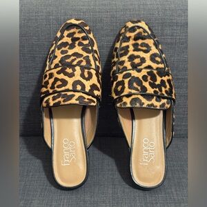 Franco Sarto Leopard Print Slip-On Mules - Brown/Black